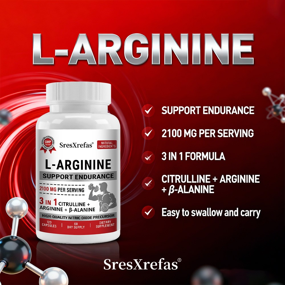 L Arginine Capsules Support Endurance Muscle Health Boost Energy 30-120 Count
