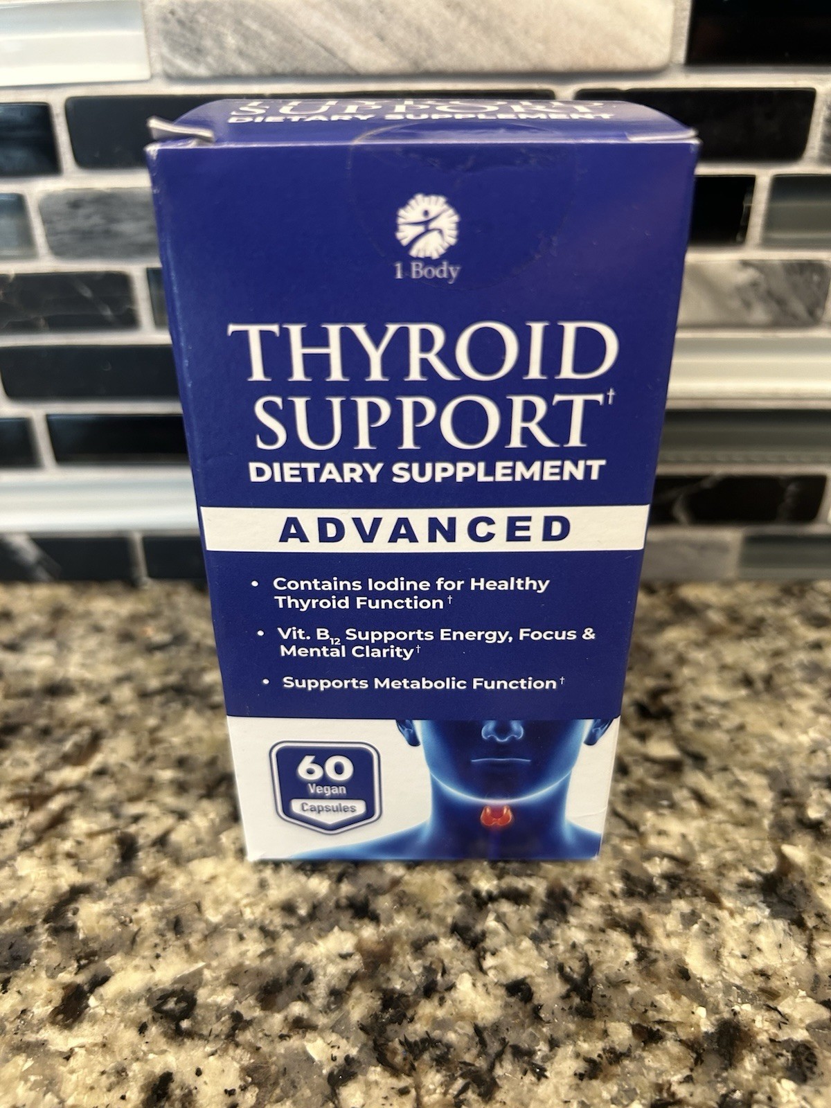 1 Body Thyroid Support Supplement Advanced 30 Day Supply (60 Caps) With Iodine