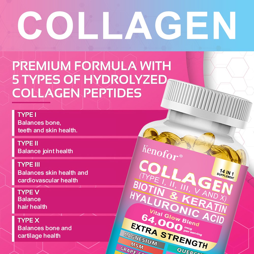 Collagen Supplements Improve Skin Nail Hair Joint Health Vitamins 120 Softgels