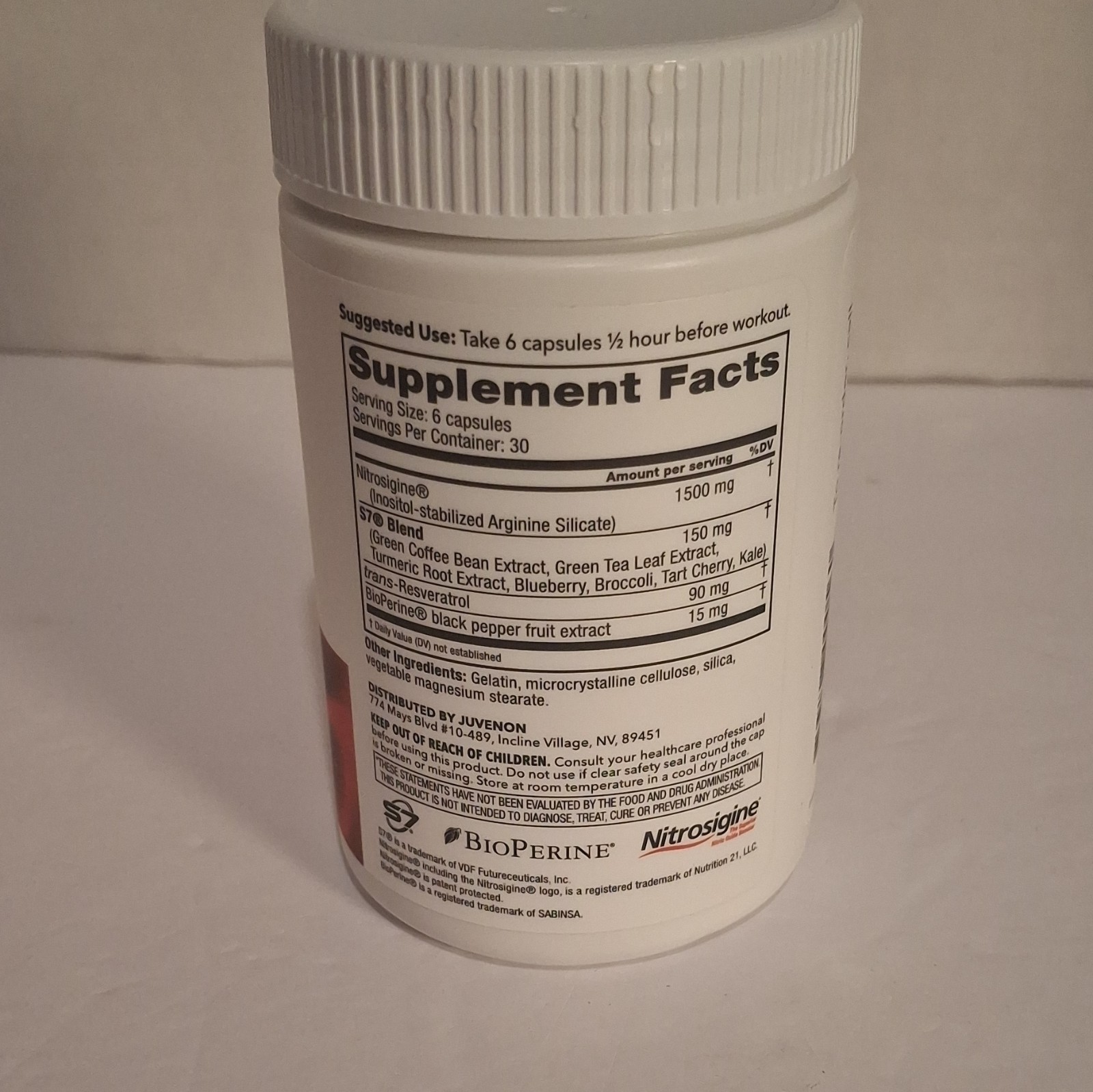 Juvenon BloodFlow-7 Nitro XXXL Triple Action Nitrosigine 1500mg 180 EXP 10/27