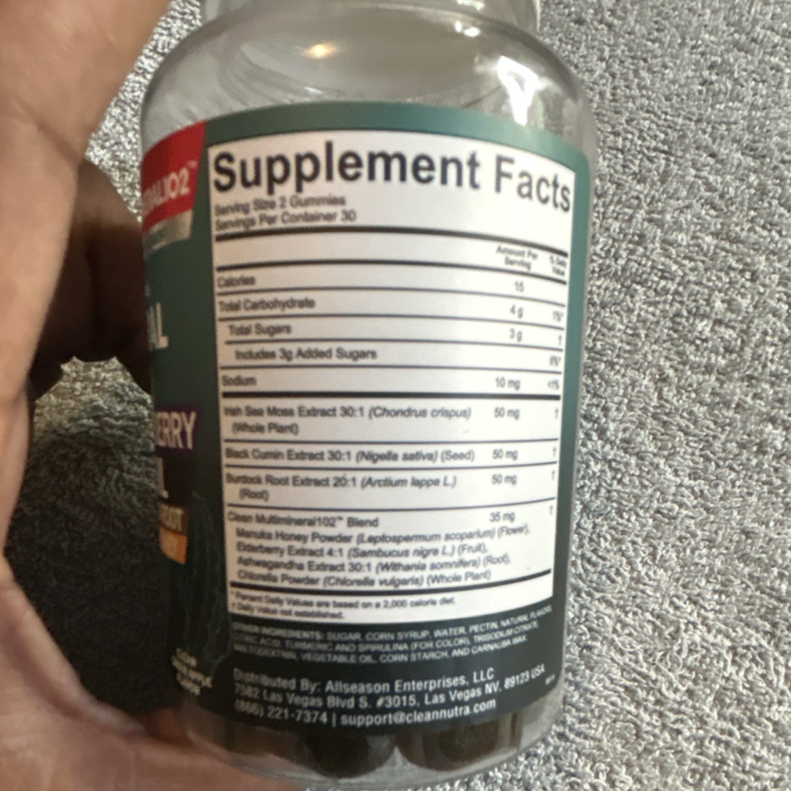 Clean Nutra Multimineral Gummies Sea Moss Elderberry Black Seed Oil 60ct