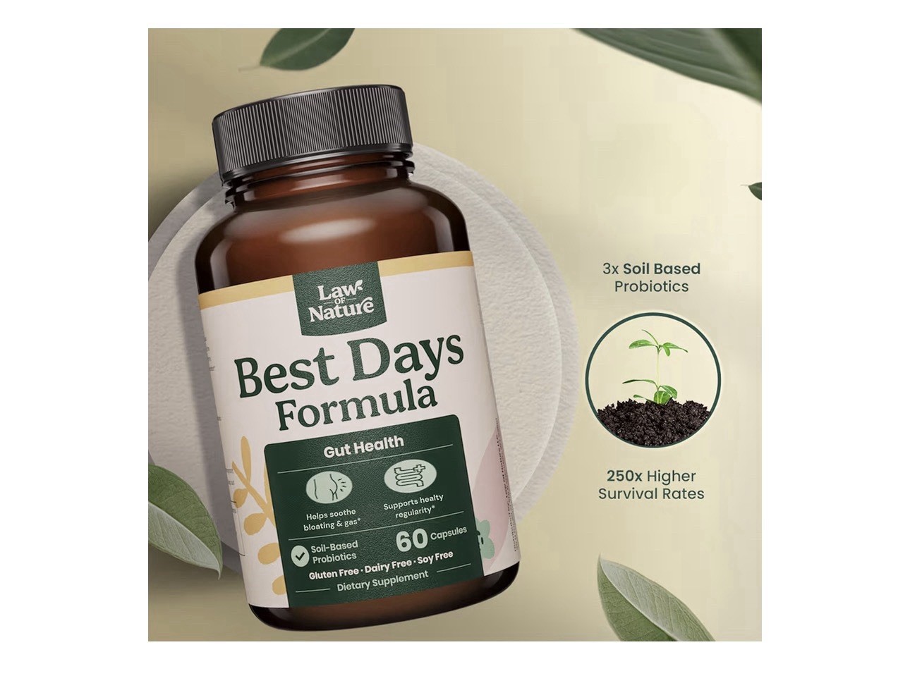 Law of Nature Best Days Formula Probiotic Gut Health 60 Capsules