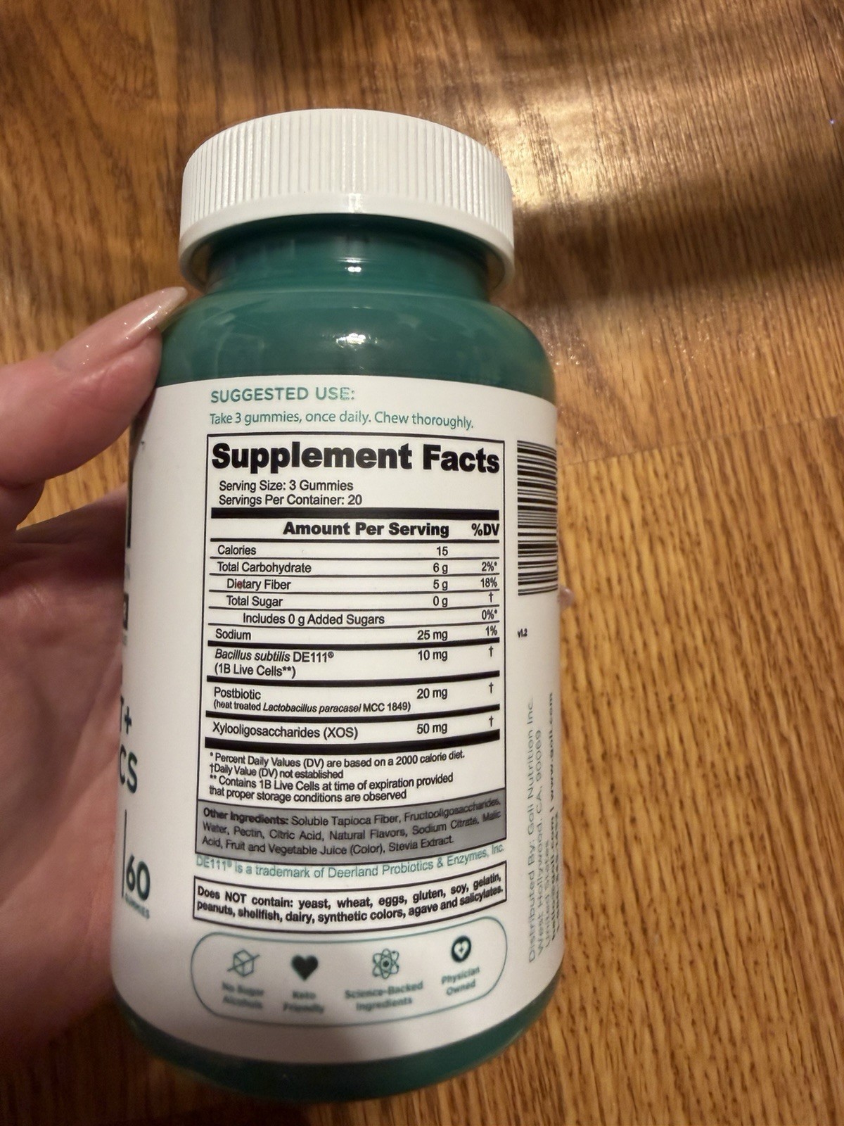Goli Nutrition Zero Sugar Pre+Post+Probiotics Gummies Fruit Flavor 60 Count