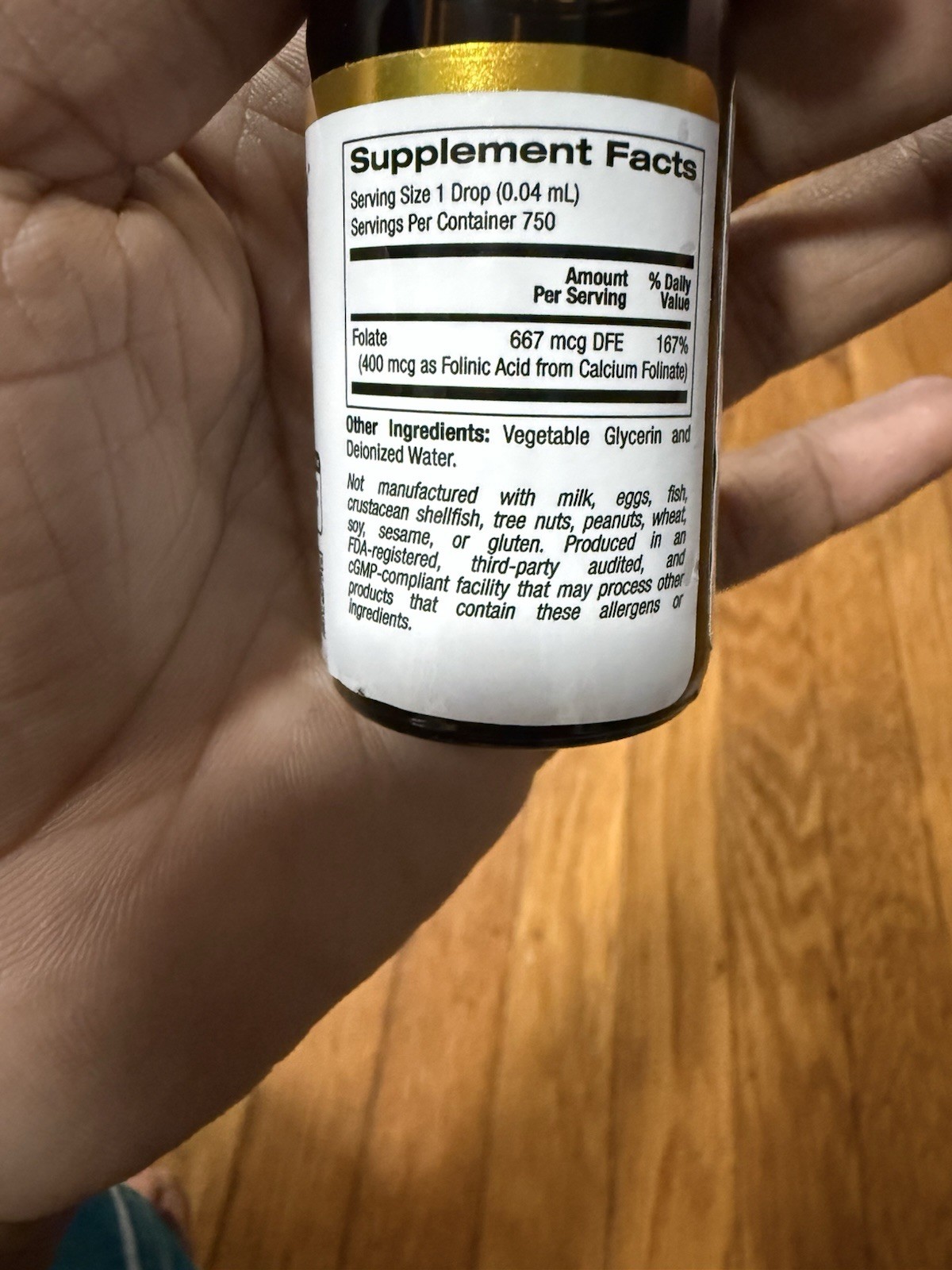 California Gold Nutrition Folinic Acid Liquid Alcohol-Free 400mcg 1 fl oz 5 Pack