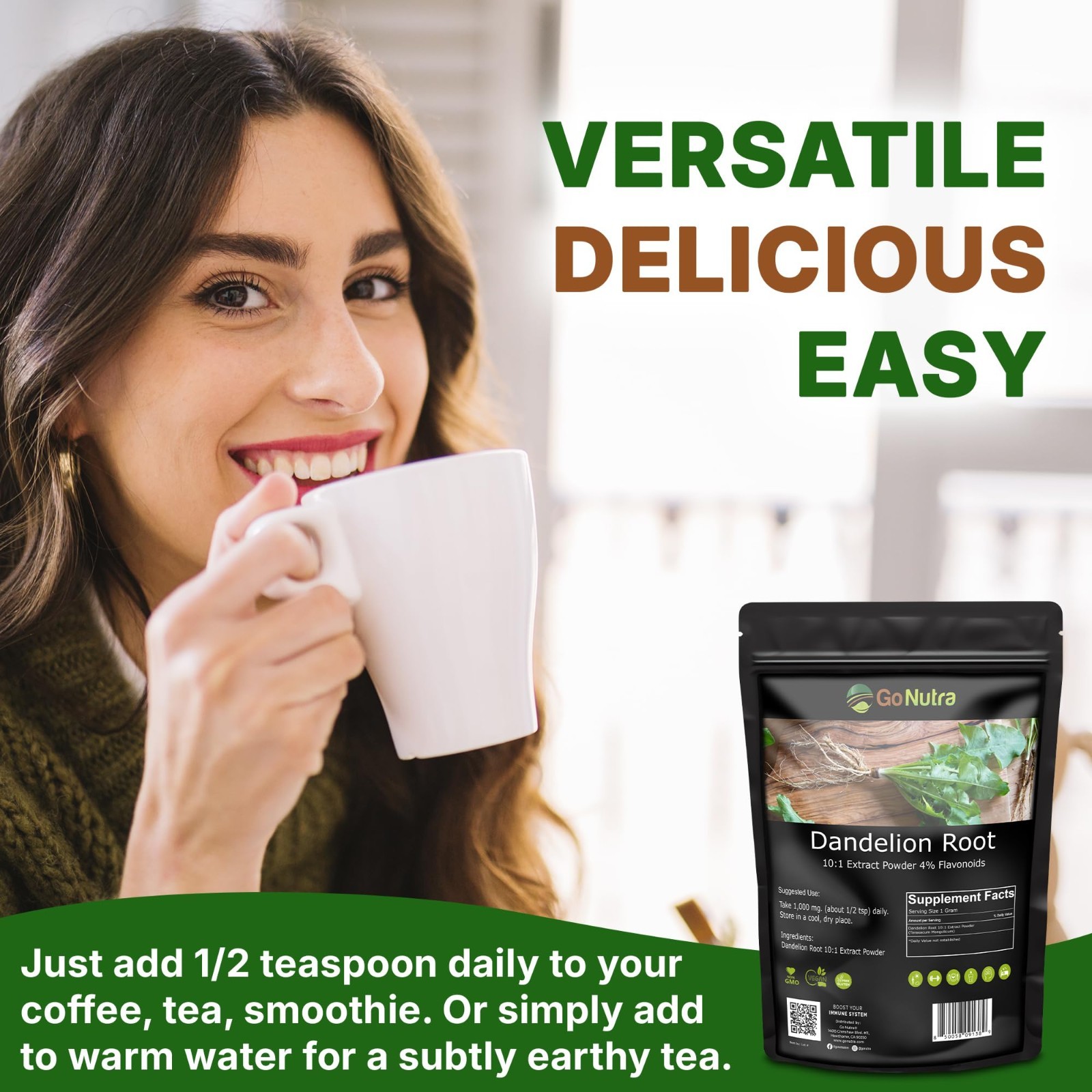 Dandelion Root Powder 10:1 Extract 10x times Stronger Non-Gmo 1 lb