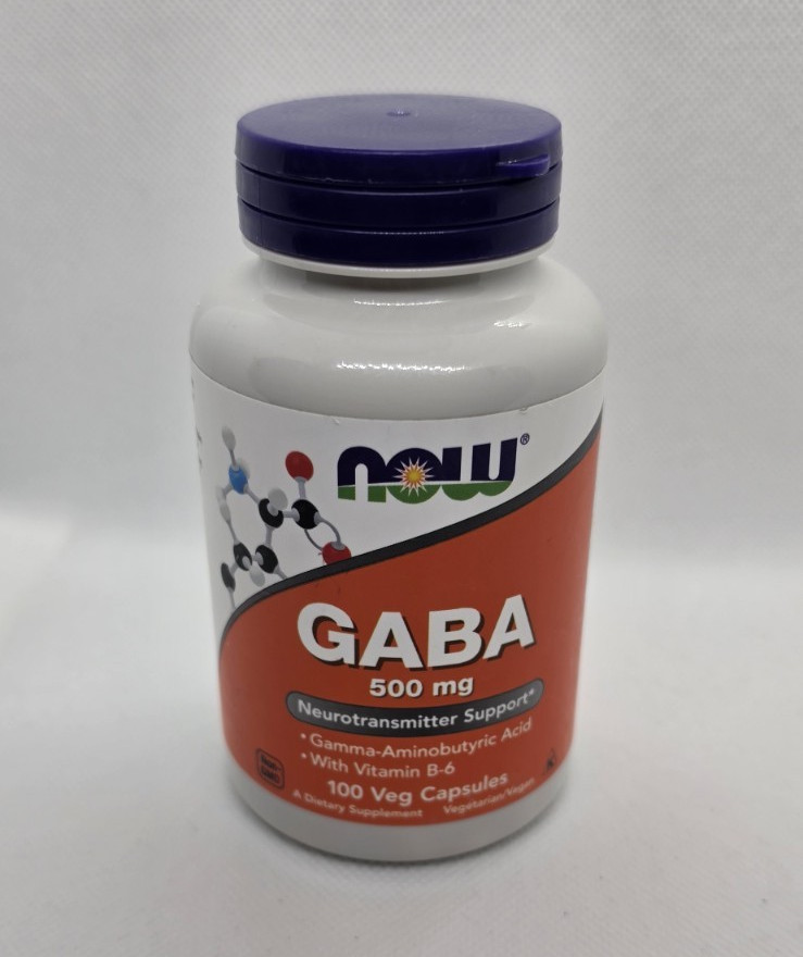 NOW GABA 500mg Neurotransmitter Support w/ Vitamin B-6 100 Veg Capsules