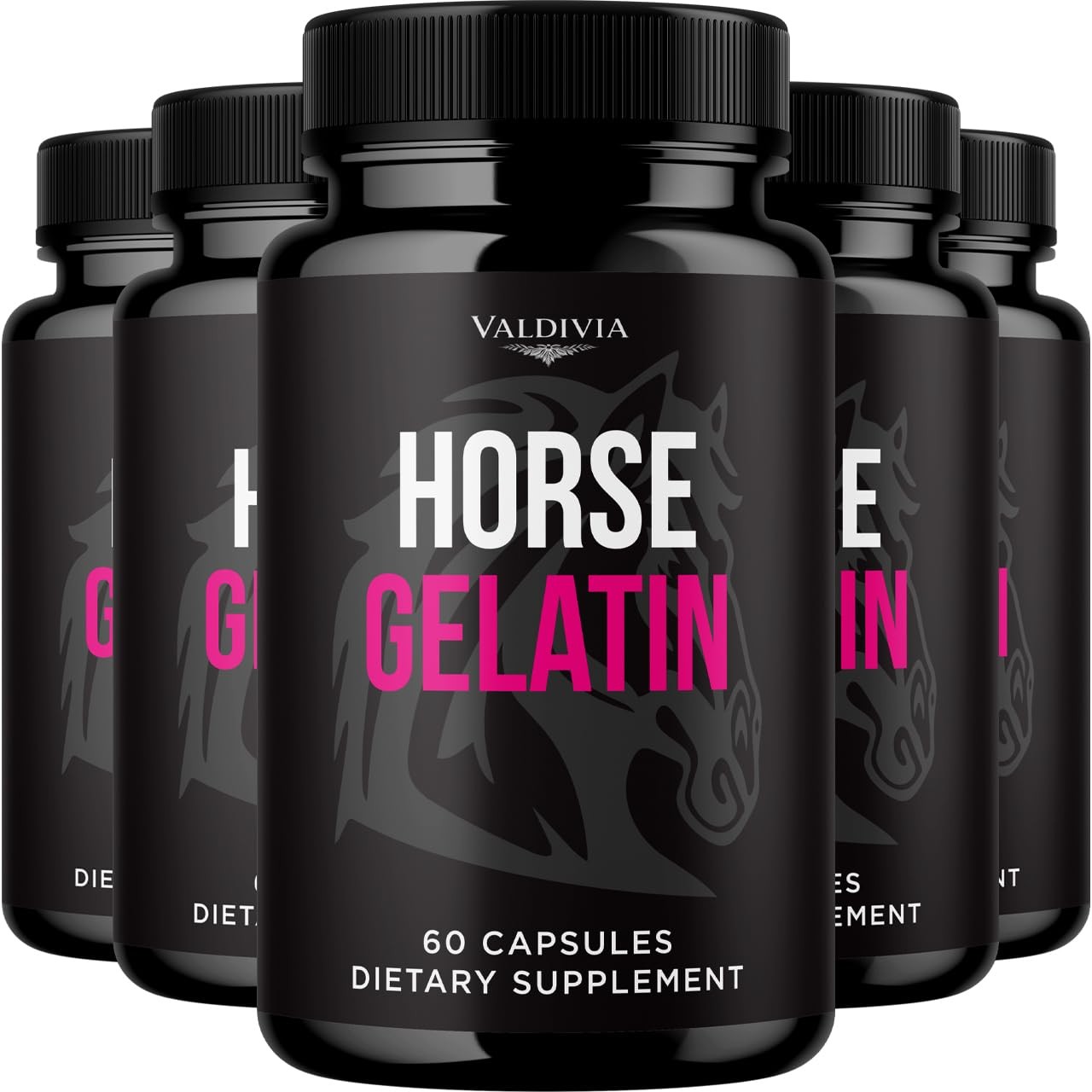 Horse Gelatin Collagen Supplement Capsules Joint Skin Hair 5 Pack 300Ct