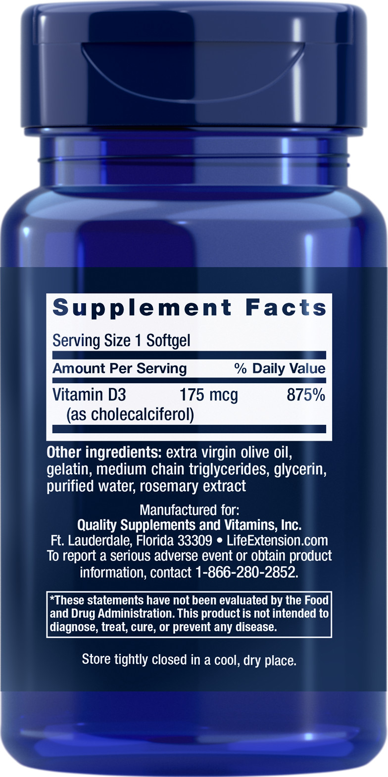Life Extension VITAMIN D3 7000 IU 60 Soft Gels