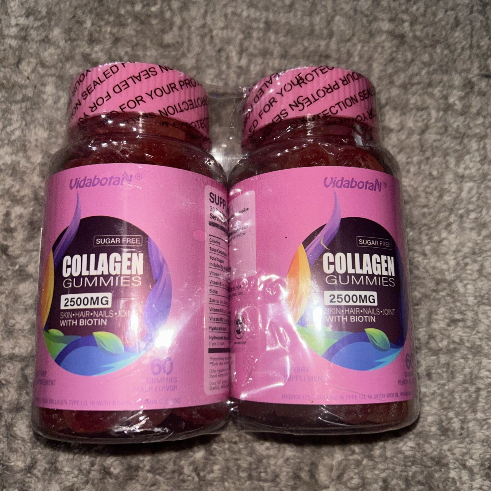 2x VIDABOTAN Collagen Gummies 2500mg with Biotin 120ct Exp 6/2027