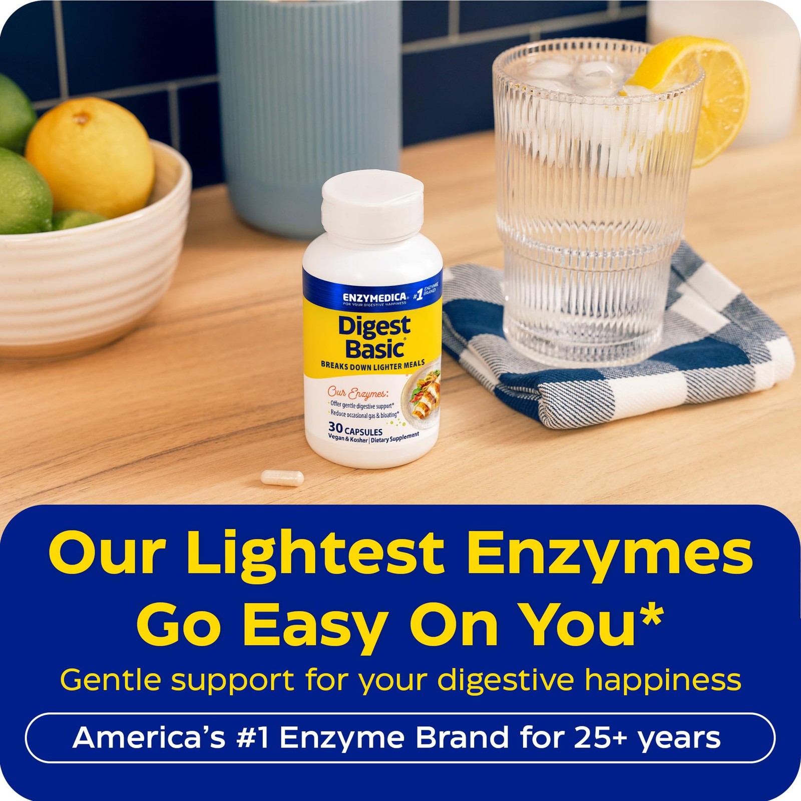 Enzymedica Digest Basic – Digestive Enzyme 30 Count (Pack of 1), No Color