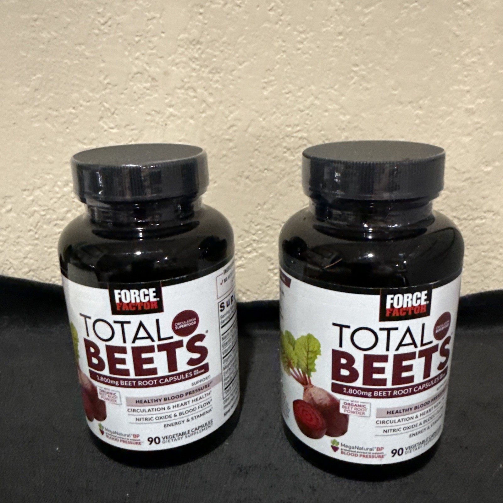 (2)- Force Factor Total Beets 1800mg Beet Root & Grapeseed 90 Vegetable Capsules