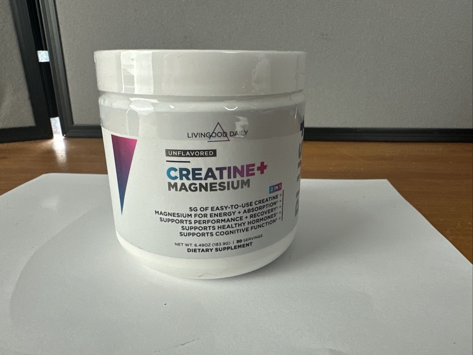 Livingood Daily Creatine Monohydrate Magnesium Powder Non-GMO Unflavored 6.49oz