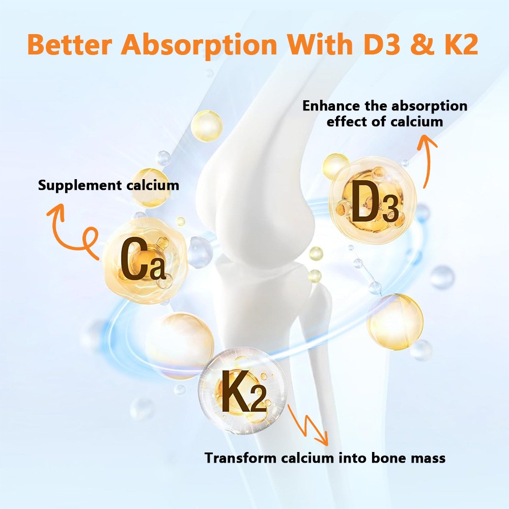 D3 + K2 Calcium Chewable Gummies | Bone & Joint Support, 30/60 Gummies