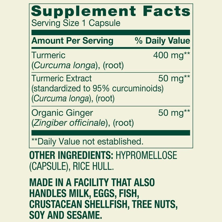 Spring Valley Turmeric Curcumin + Organic Ginger 500mg, 90 Veg Capsules Non-GMO