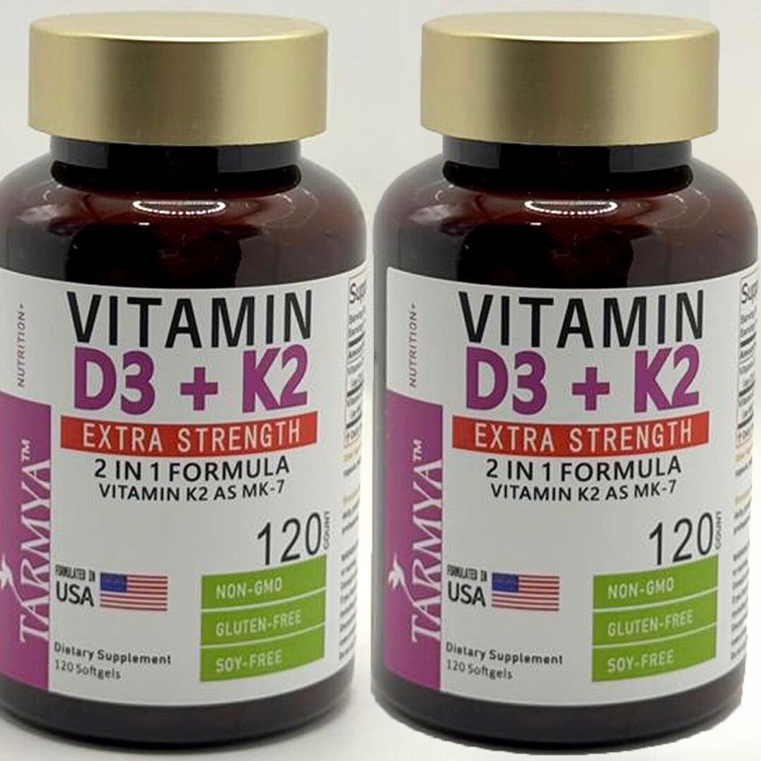 (2 Pack) Tarmya’s Vitamin D3 & Vitamin K2 (MK-7) Softgels 120 High Strength