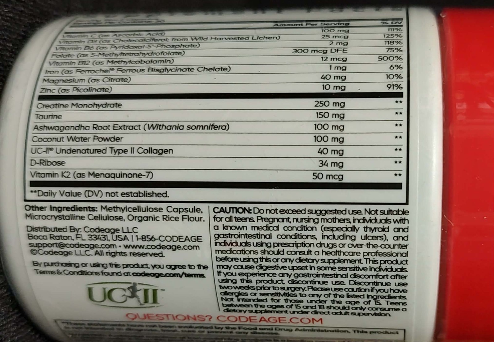 Teen Athlete Multivitamin Vitamins Sport Codeage Dietary Supplement Capsules