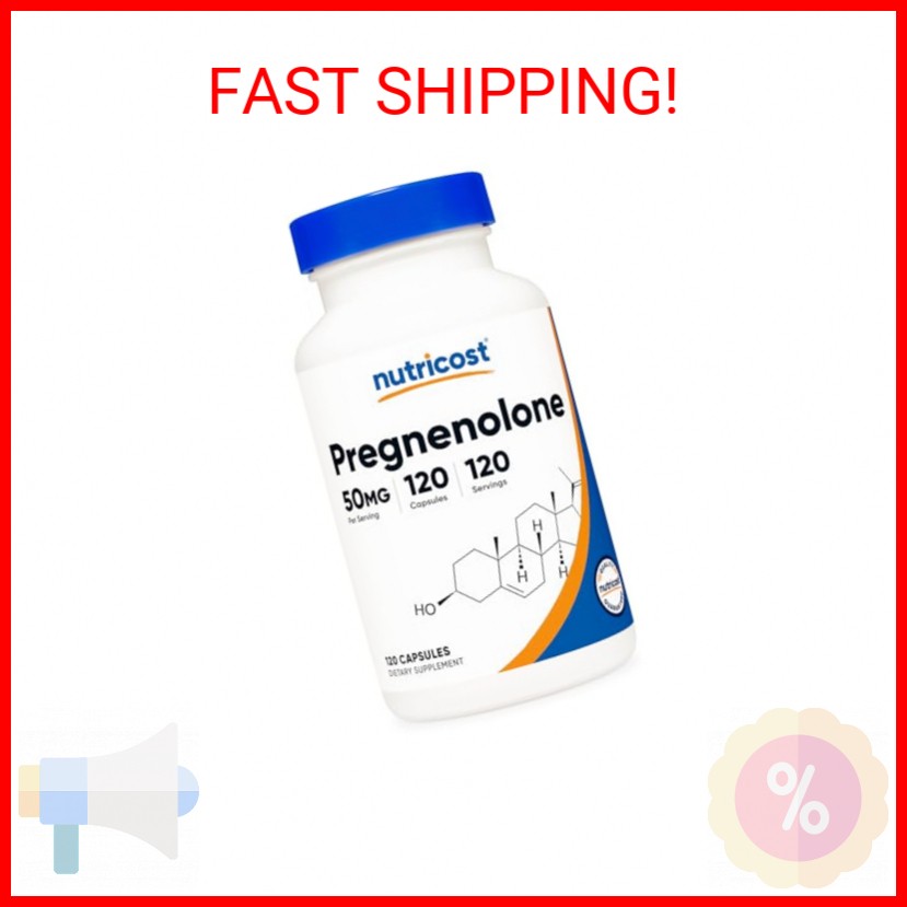 Nutricost Pregnenolone 50mg, 120 Capsules – Non-GMO, Gluten Free, Vegetarian Cap