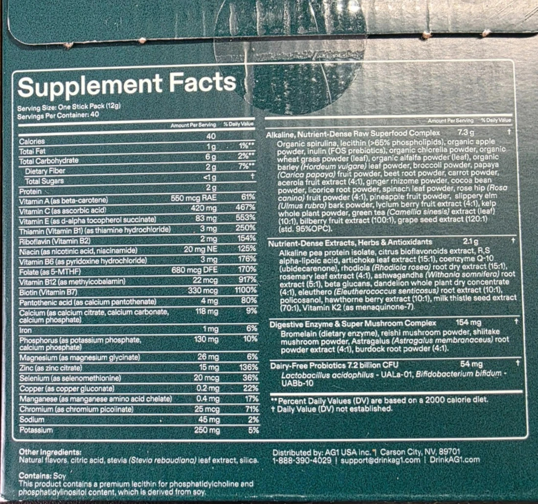 AG1 Daily Foundational Nutrition Green Food Powder – 78-count