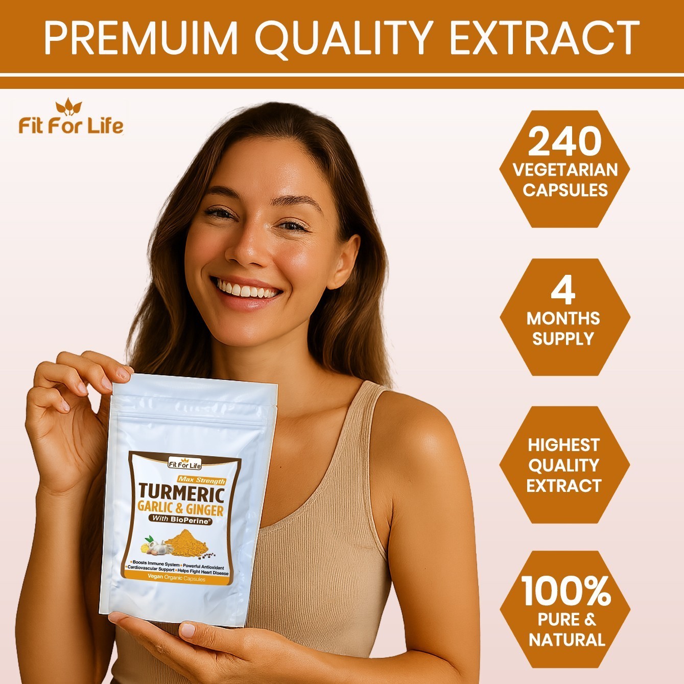 240 X STRONGEST PILLS TURMERIC GARLIC GINGER BIOPERINE CURCUMIN TUMERIC CAPSULES