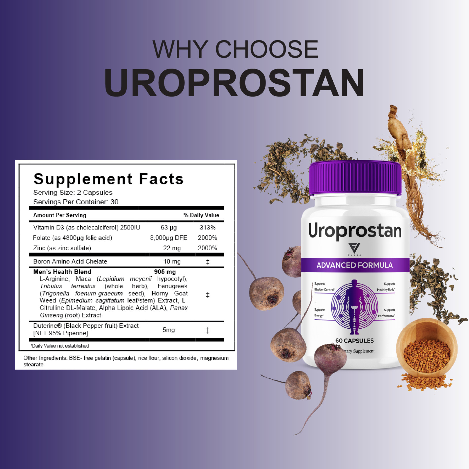 (2 Pack) Uroprostan Advanced Male Capsule, Uro Prostan Support (120 Capsules)