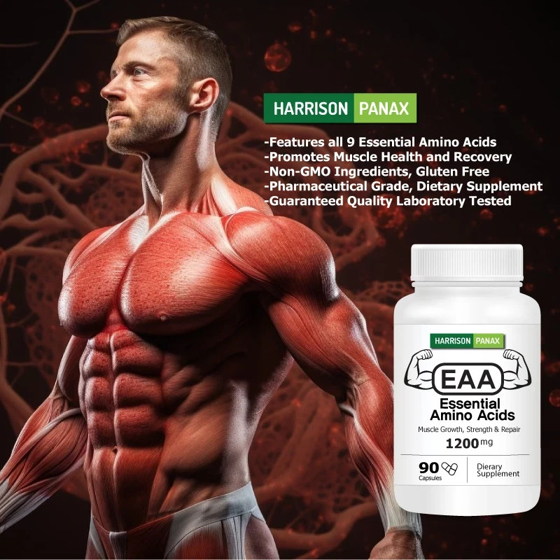 EAA Essential Amino Acids Muscle Growth Support Capsules, Pack of 1.