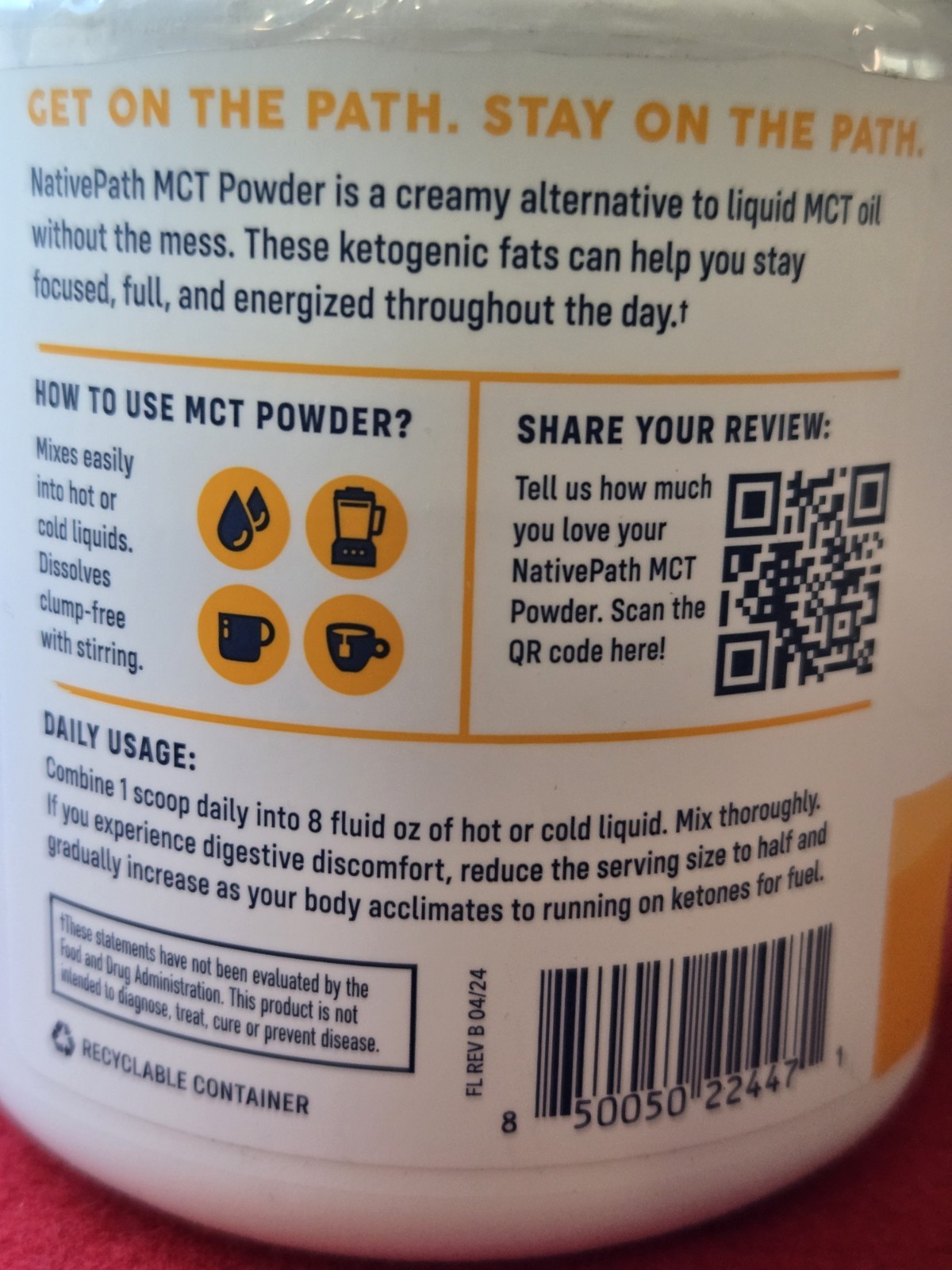 NativePath MCT Powder Metabolic Support 25 Servings 6.3 oz Lot of 2 Exp 08/2026