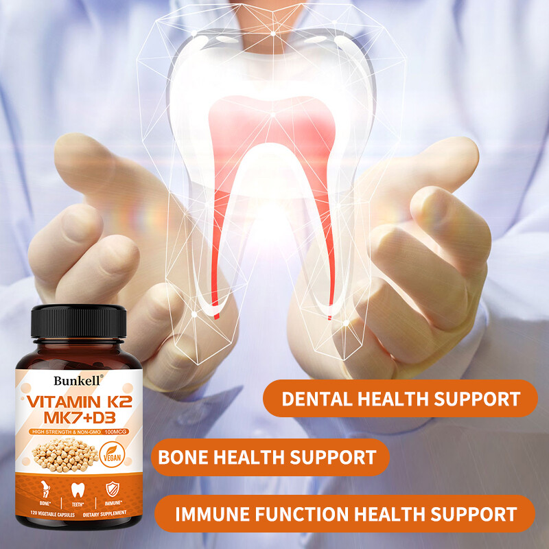 Vitamin K2 (MK7) 100mcg with D3, Black Pepper Capsules, Immune Health