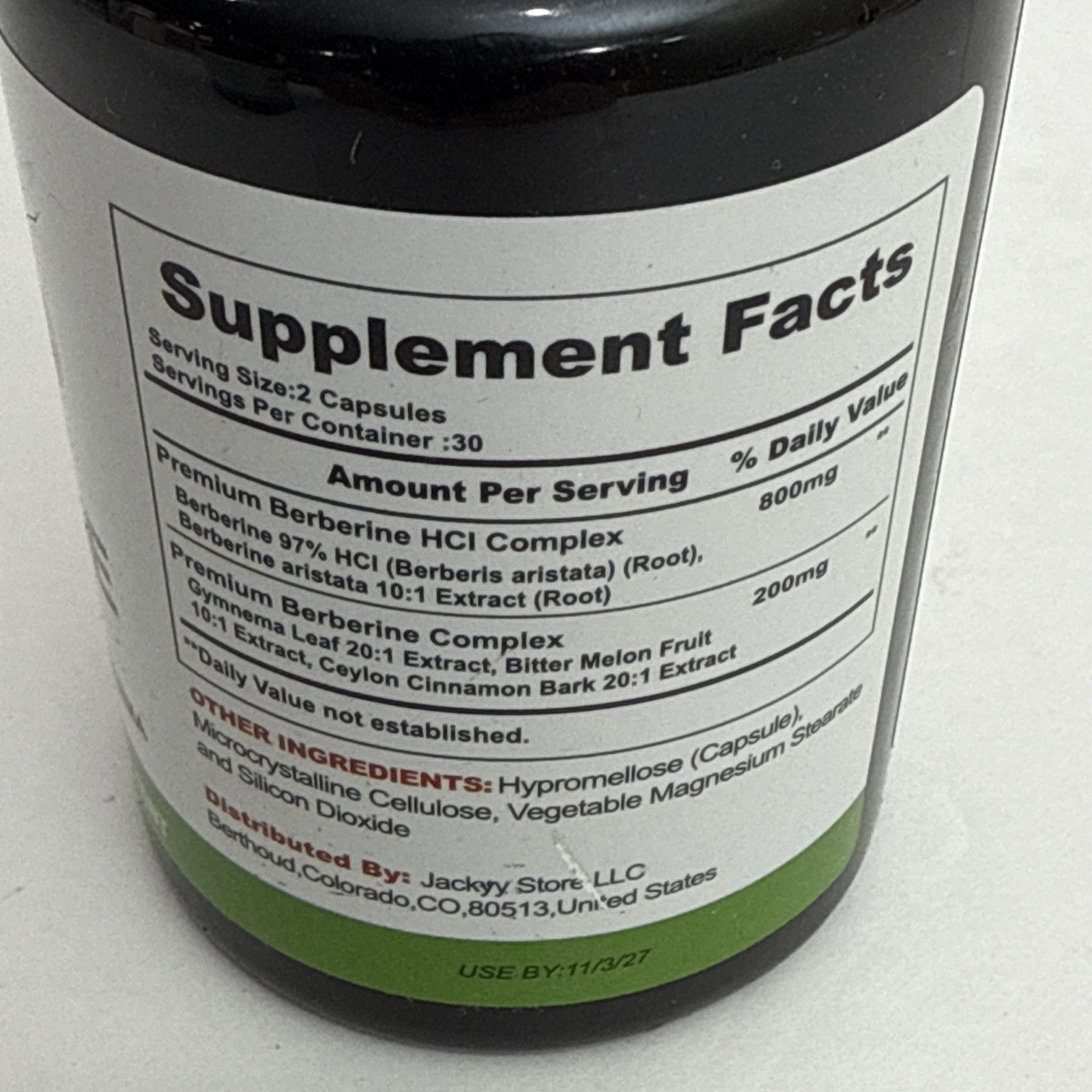 Berberine HCl Complex 1300mg 180 Capsules Dietary Supplement BB 11/27