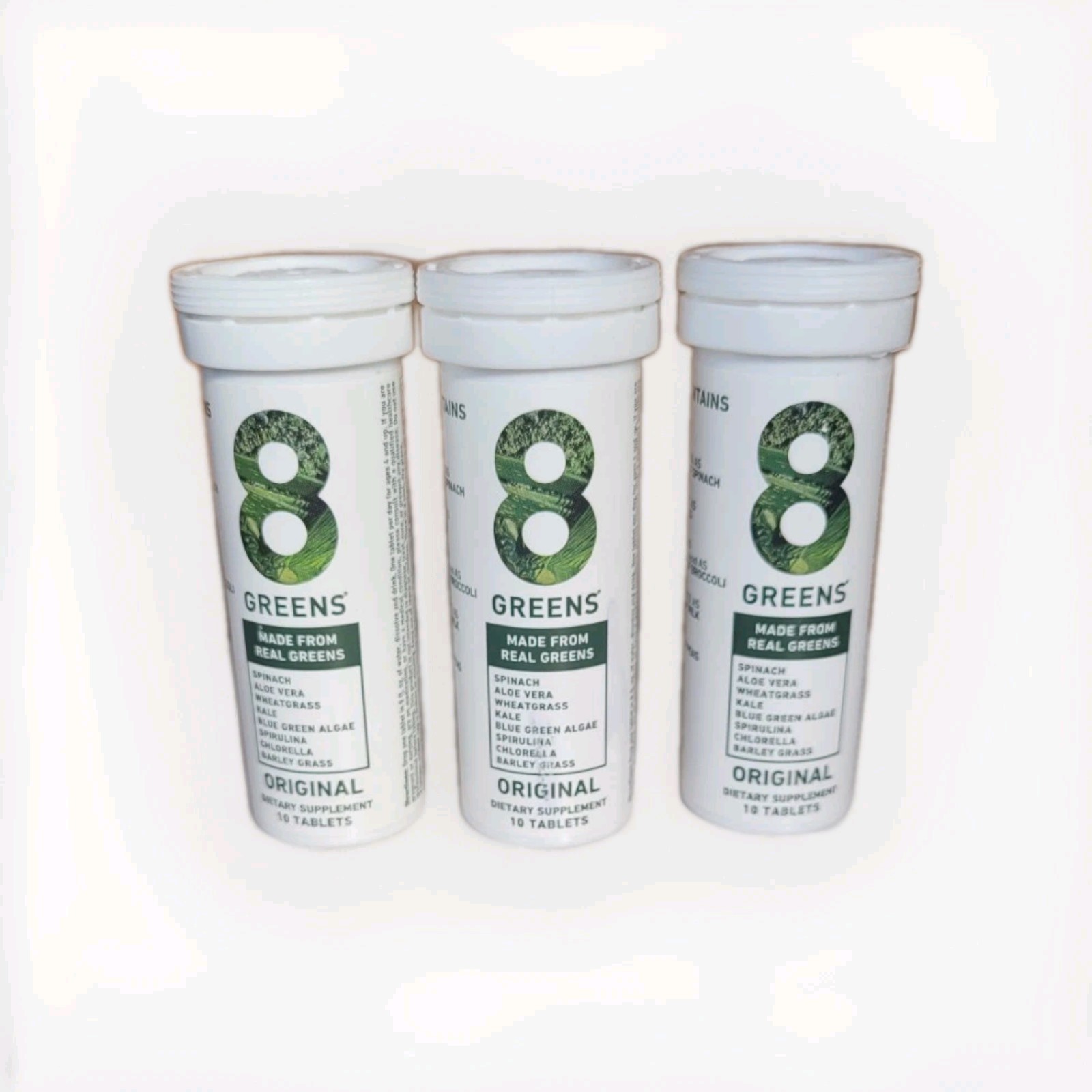 8 Greens Original 10 Tabs, Set of 3 New,