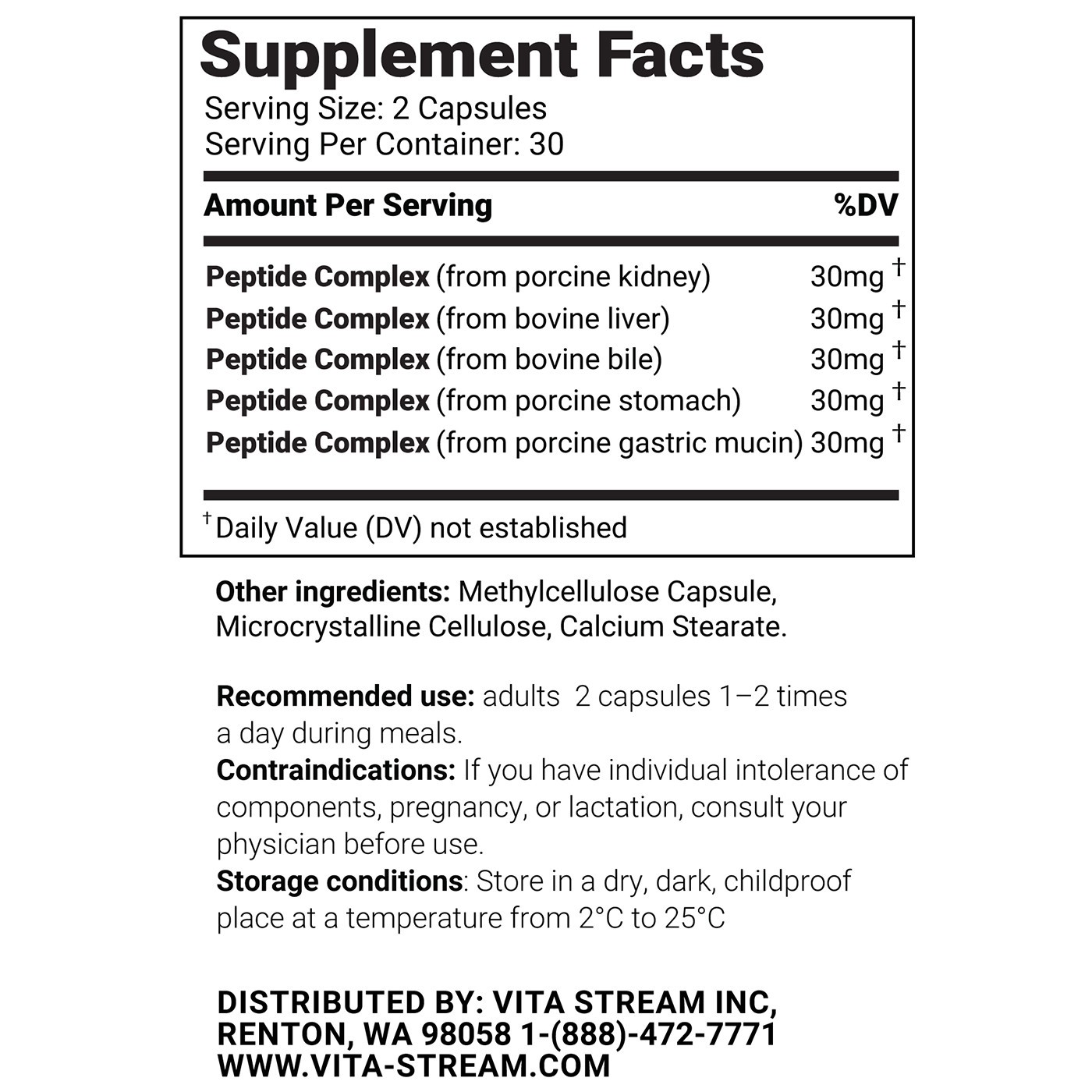 Vita Detox – Natural Peptide Bioregulator Complex 30 & 60 Capsules-Free Shipping