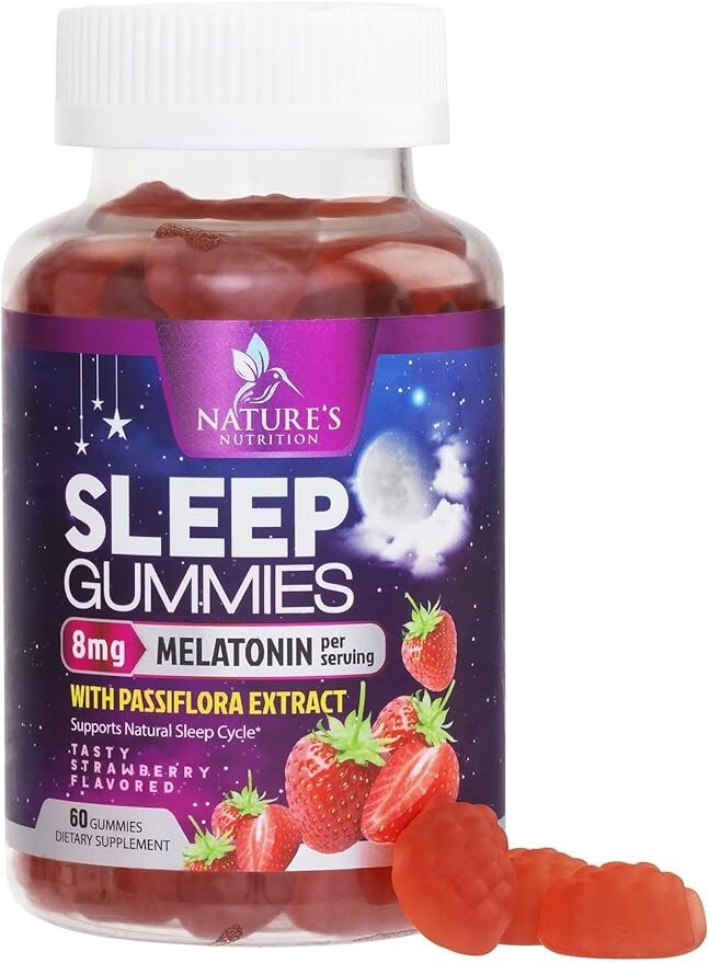 Melatonin Sleep Gummies, 8 mg Melatonin Extra Strength for 20mg Passiflora Sleep