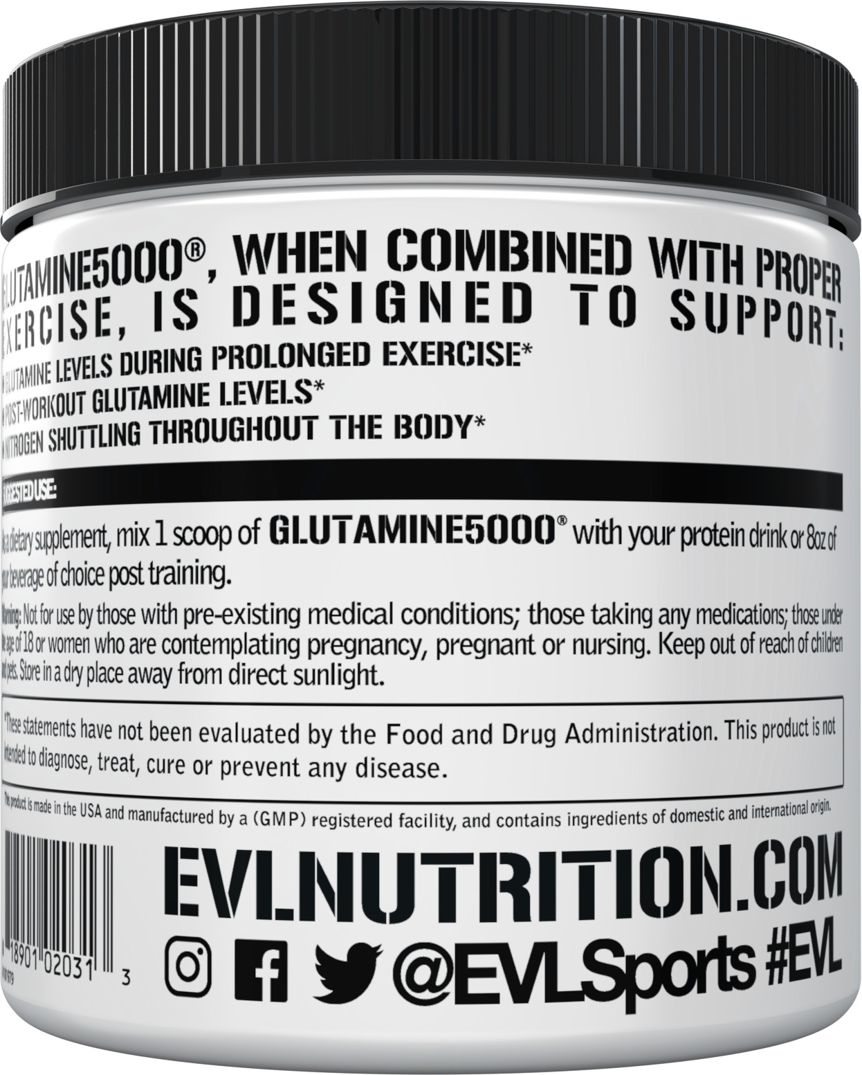 Evlution Nutrition Glutamine 5000 – 5g Glutamine – 60 Servings