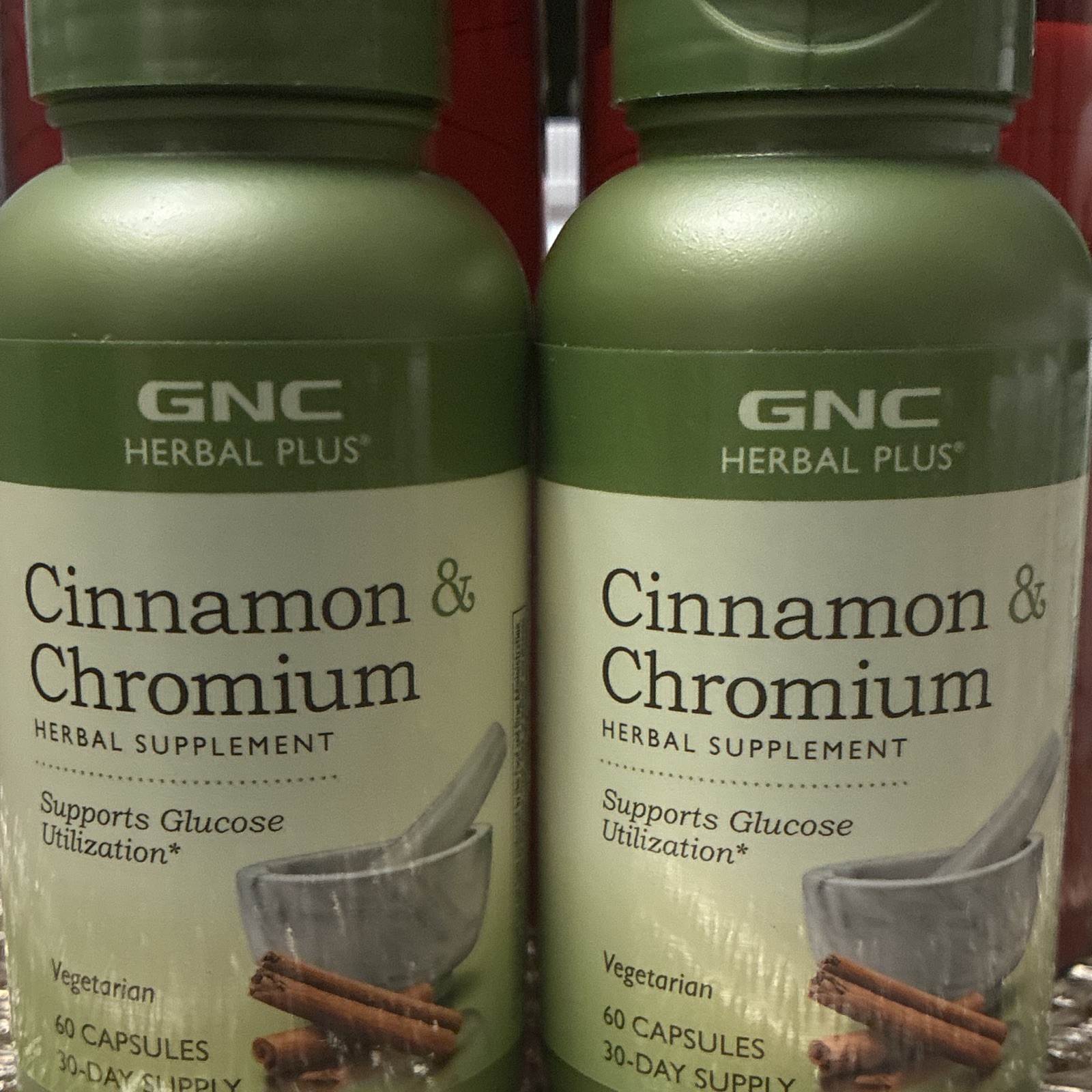 GNC Herbal Plus Cinnamon & Chromium Blood Sugar Support 200mcg 60 Veg Caps