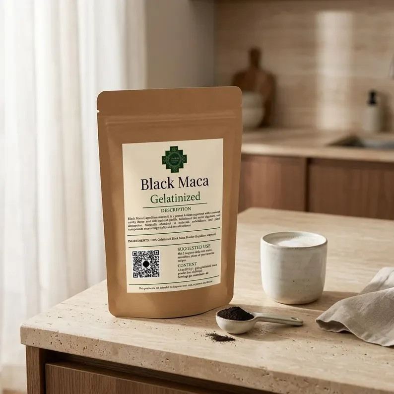 Black Maca Powder 100% Gelatinized Peru Andean Root Vegan Energy