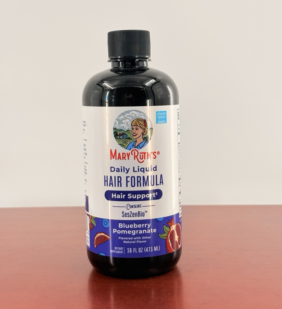 MaryRuth’s Daily Liquid Hair Formula Vegan Gluten-Free Blueberry Pom 16 fl oz