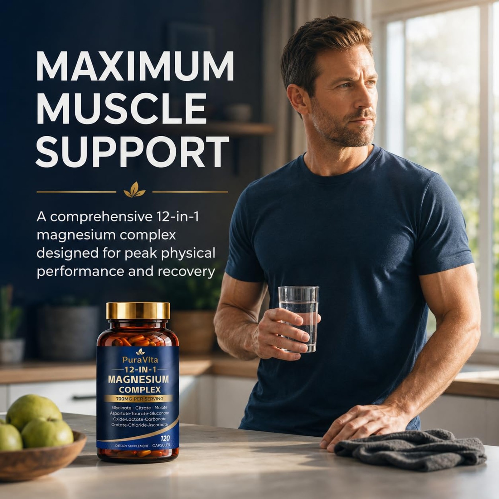 Puravita 12 in 1 Magnesium, Magnesium Complex for Women Men, 700mg High Absorpti