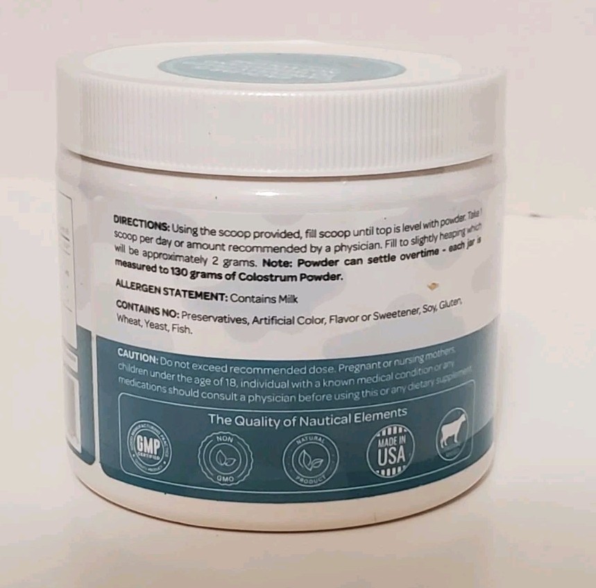 Nautical Elements Unflavored Colostrum Powder Grass Fed Immune Energy Digestive