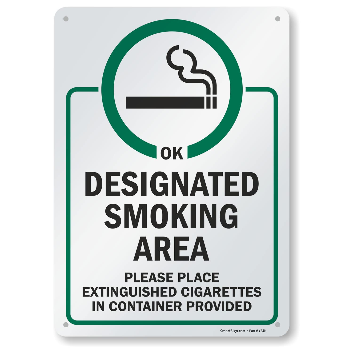 Designated Smoking Area Metal Sign – Extinguish Cigarettes Here, 14×10 Inch