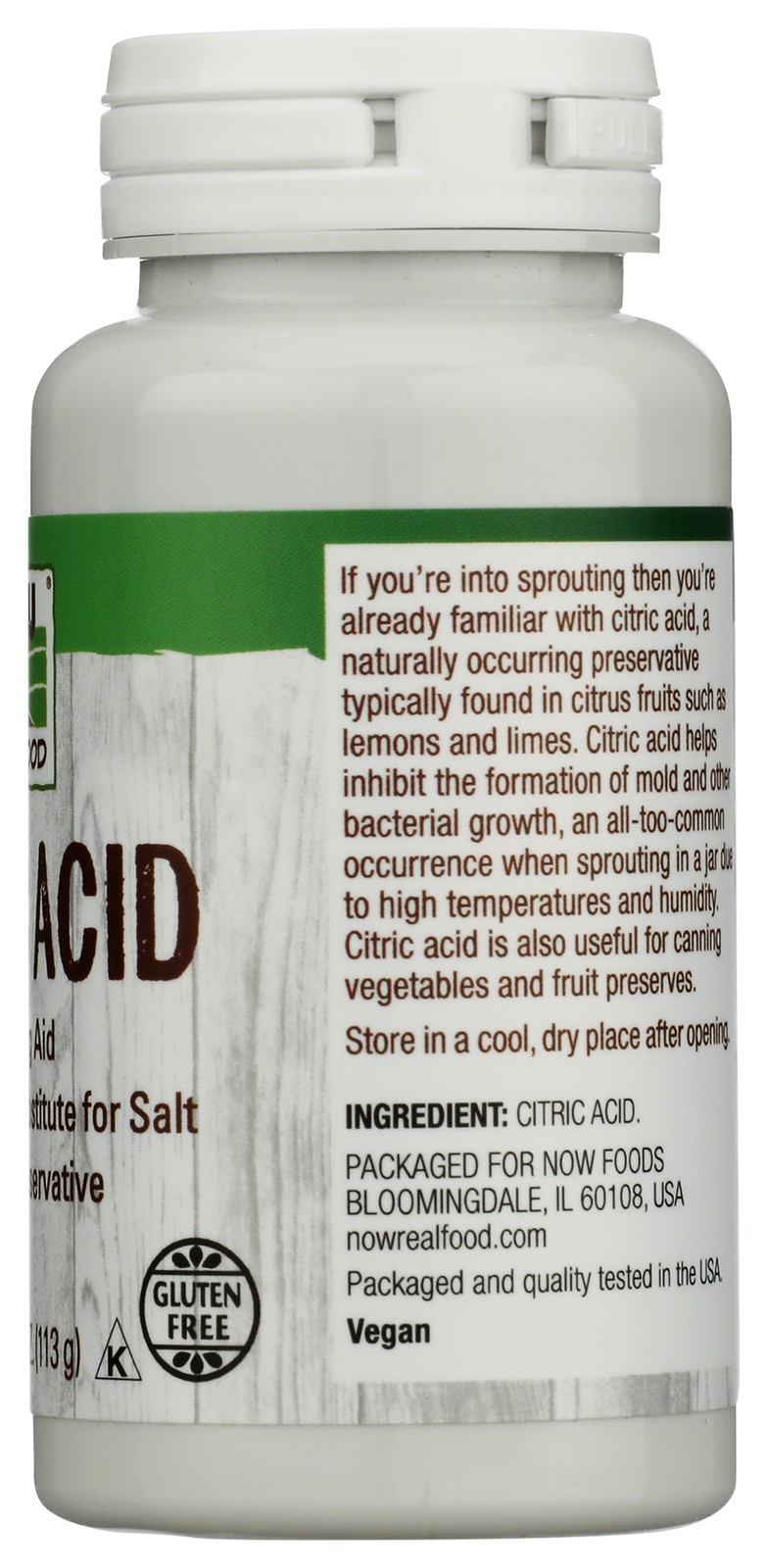 Now Real Food Citric Acid Powder 4 Oz Sprouting Aid Salt Substitute 3 Pack