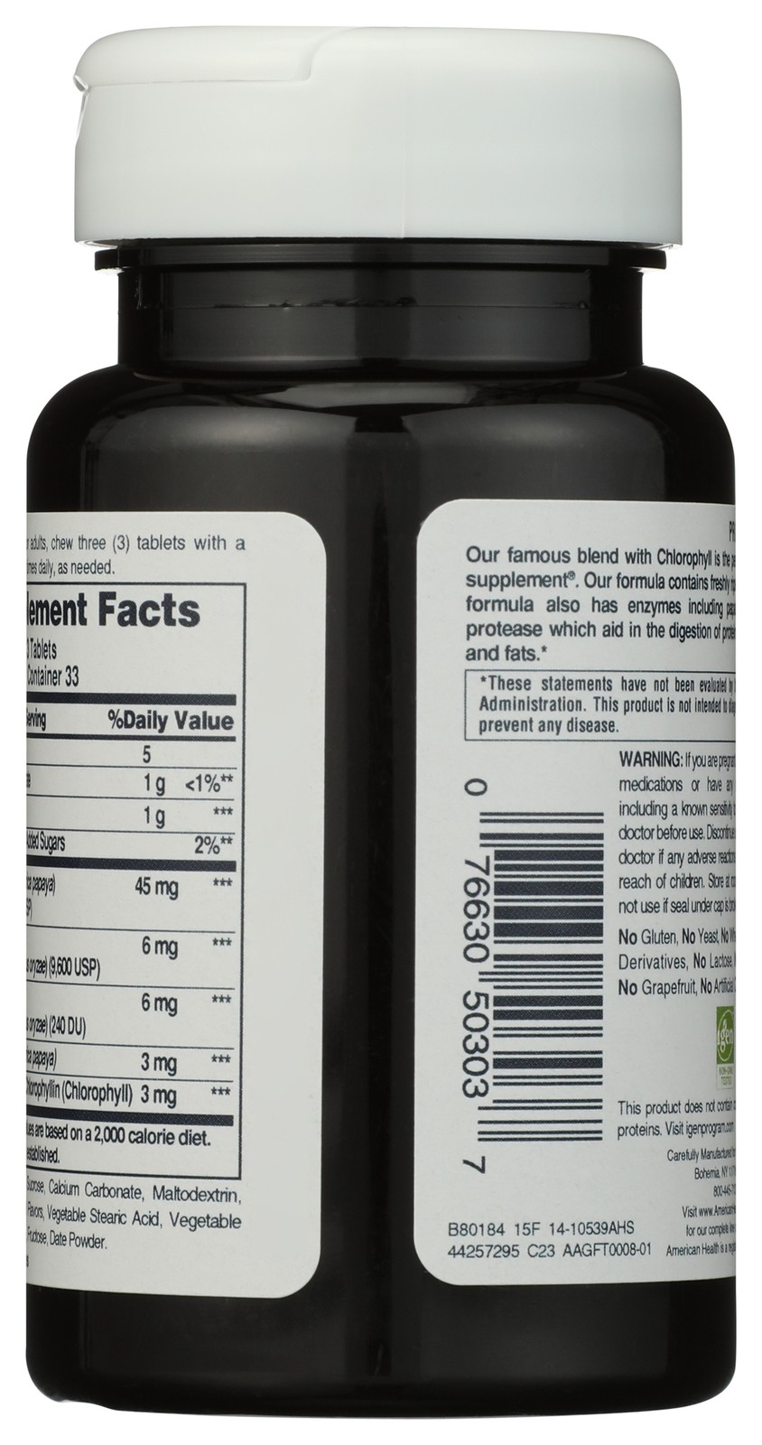 American Health Papaya Enzyme With Chlorophyll Chewable Tablets 100 Count 3 Pack