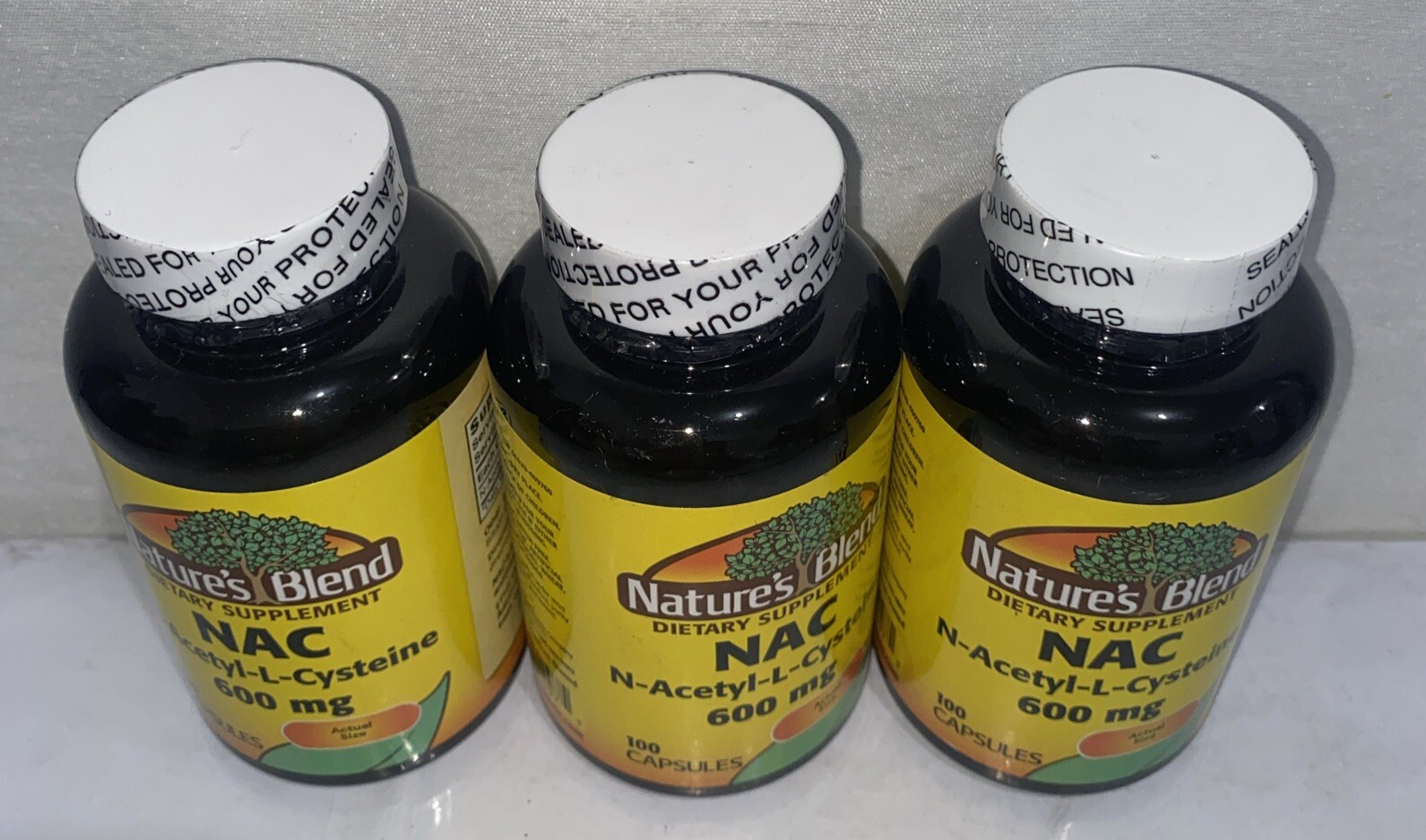 Lot Of 3-Nac Capsules 600 mg / 100 Caps Each