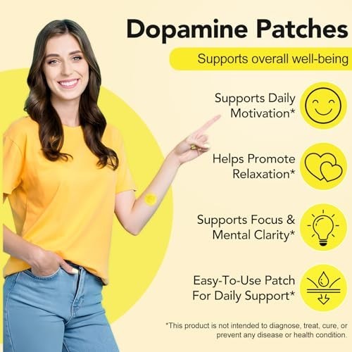 Dopamine Patches Supplements for Men Women Mood Boost & Positivity Support
