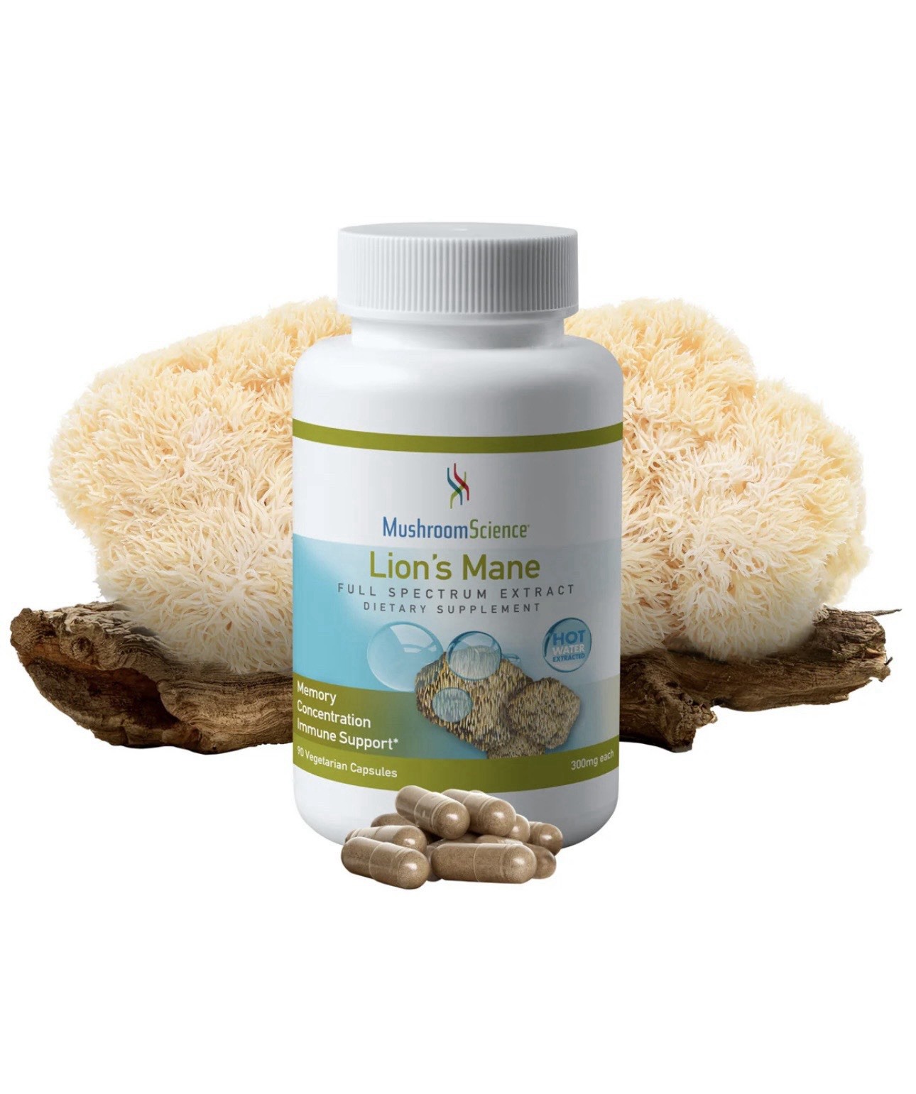 MushroomScience Lion’s Mane Full Spectrum Extract 90 Vegetarian Capsules 300mg
