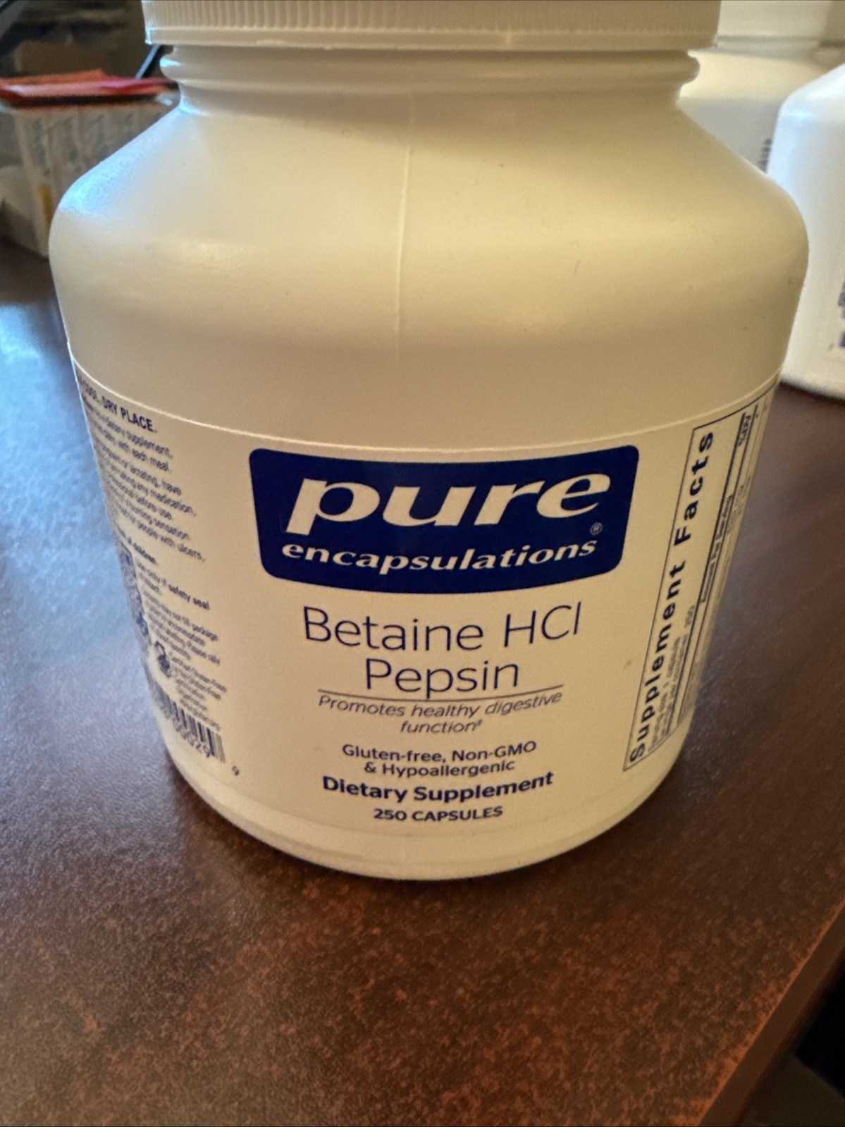 Pure Encapsulations Betaine HCl + Pepsin Digestive Support, 250 Caps