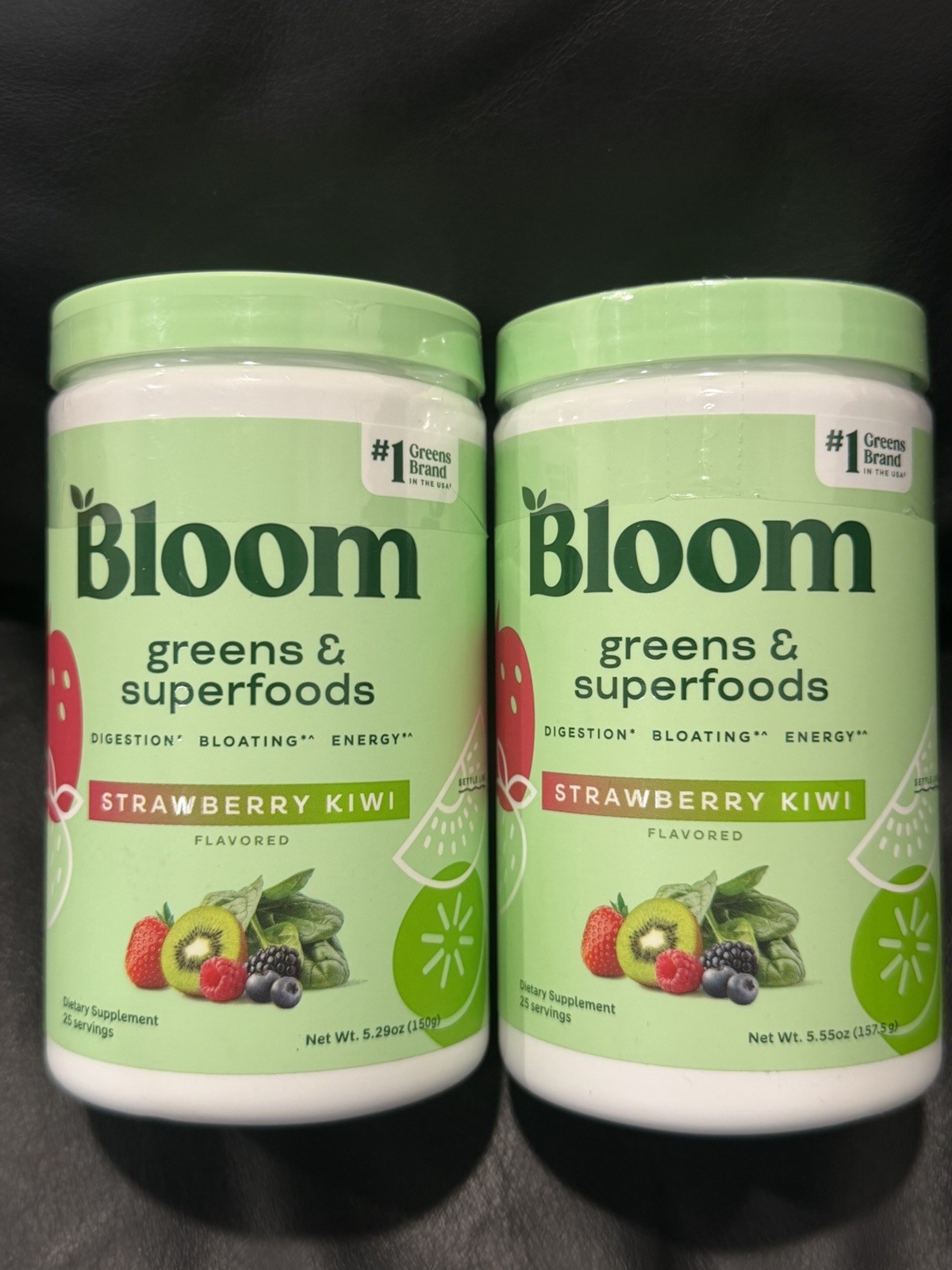 2 pk Bloom Greens & Superfoods Powder Strawbe Kiwi Digestive/Energy Support 2027