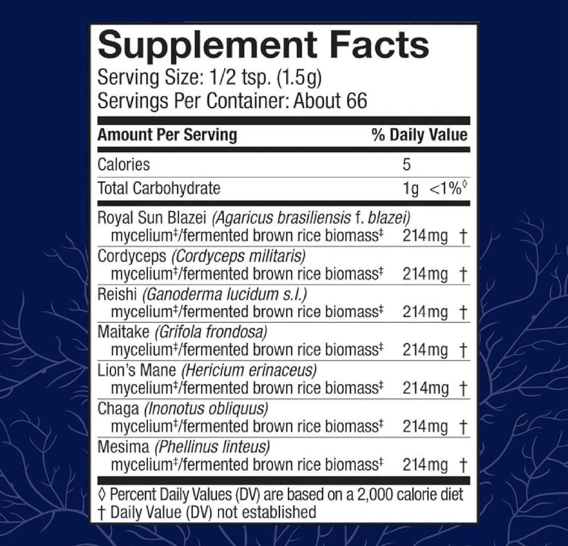 Host Defense Stamets 7 Mycelium Powder Organic Non-GMO Immune Support 3.5 oz