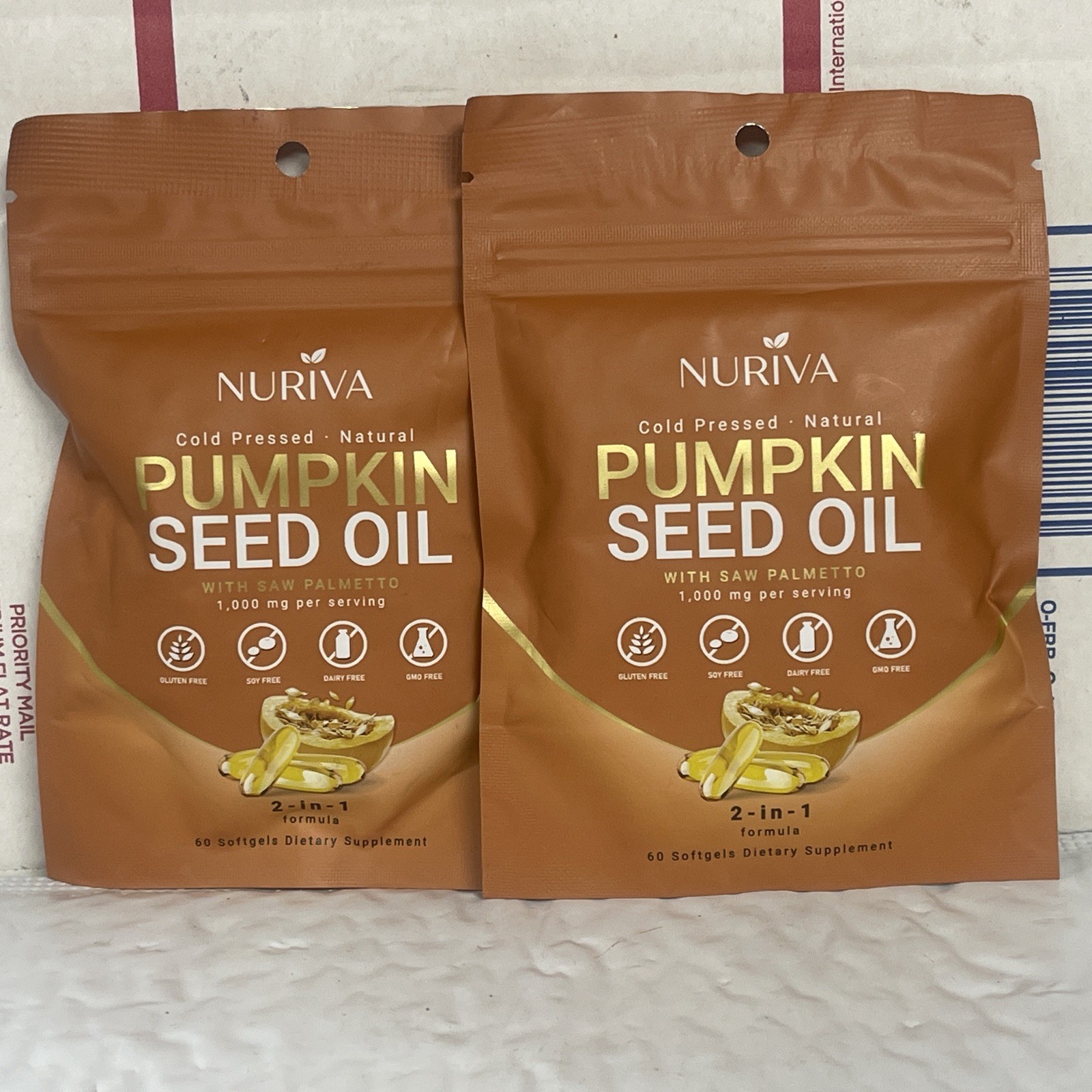 Nuriva Pumpkin Seed Oil & Saw Palmetto Softgels 1000mg 120 Ct. Gluten-Free