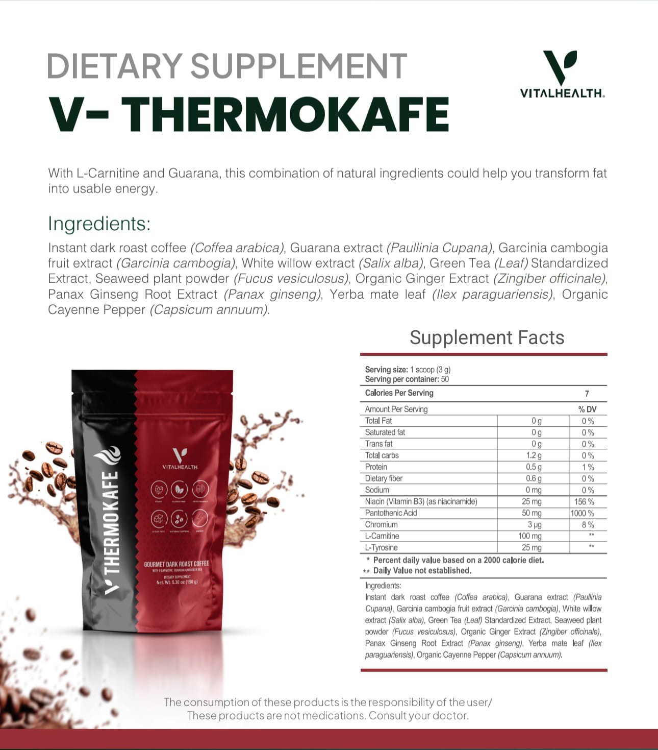 V-THERMOKAFE by VitalHealth Gourmet Dietary Supplement) 5/2027