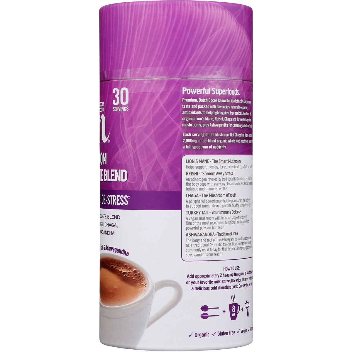 Om Mushroom Hot Chocolate Dietary Supplement Powder 8.47 Oz 1 Pack