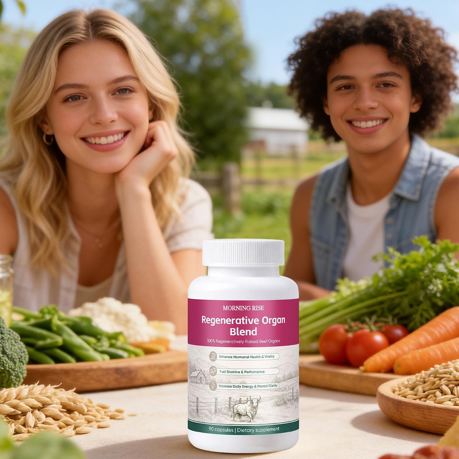 MORNING RISE Regeneratively Raised Beef Organs Capsules, Grass Fed & Pasture Rai